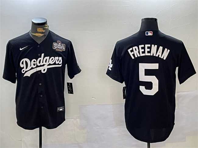 Men%27s Los Angeles Dodgers #5 Freddie Freeman Black 2024 World Series Cool Base Stitched Baseball Jersey->los angeles dodgers->MLB Jersey